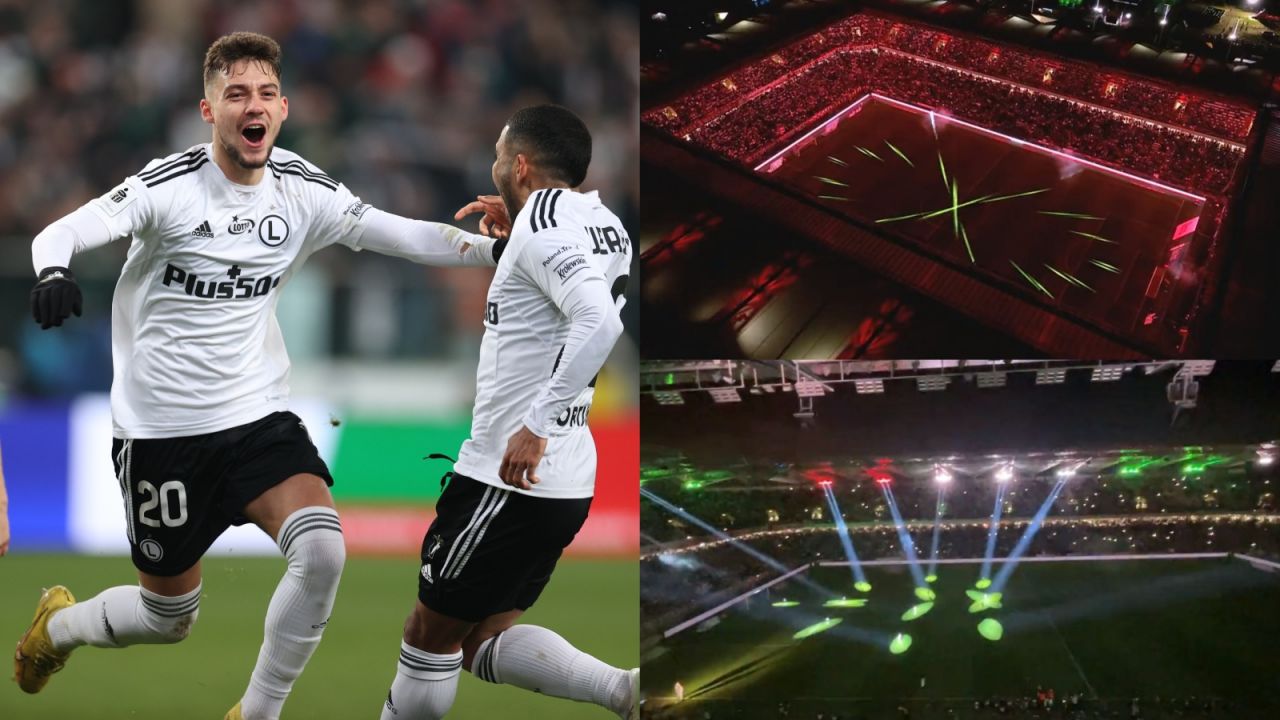 Legia Warszawa zaprezentowała kibicom nowe oświetlenie na stadionie przy Łazienkowskiej 3 (fot: PAP)
