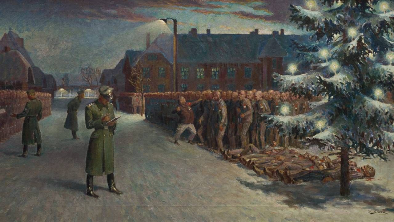 Władysław Siwek namalował, jak wyglądała wigilia w 1940 r. (zbiory Państwowego Muzeum Auschwitz-Birkenau)