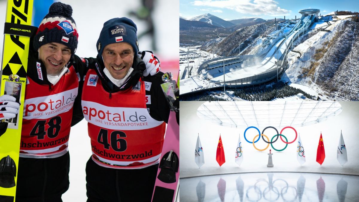 Kamil Stoch, Piotr Żyła i skocznia olimpijska w Chinach (fot. Getty Images) Kamil Stoch, Piotr Żyła i skocznia olimpijska w Chinach