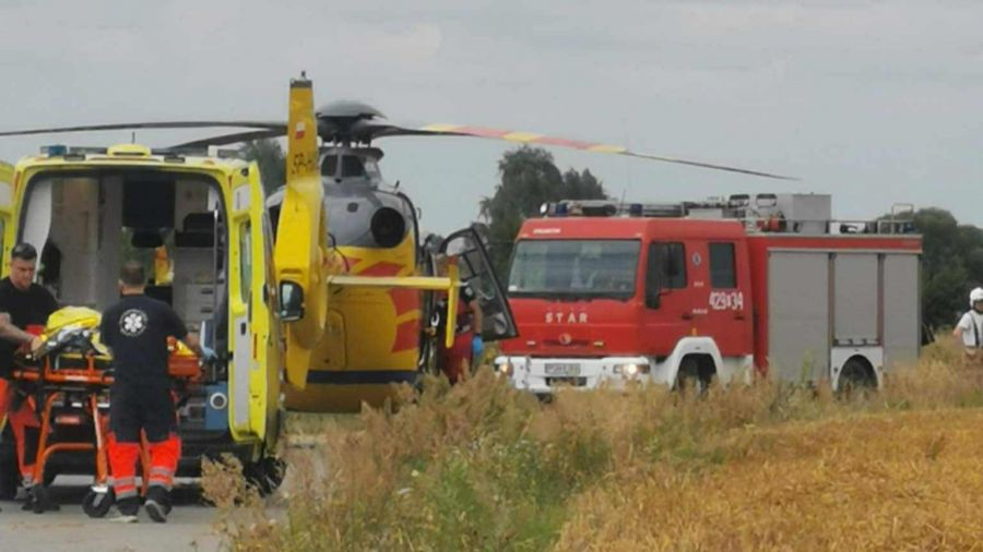 Kamieniec: wypadek dziecka na hulajnodze, LPR (fot. OSP Kłecko)