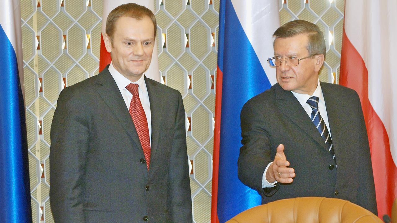 Donald Tusk podczas spotkania z Wiktorem Zubkowem w lutym 2008 roku (fot. Sysoyev Grigory / TASS / Forum)
