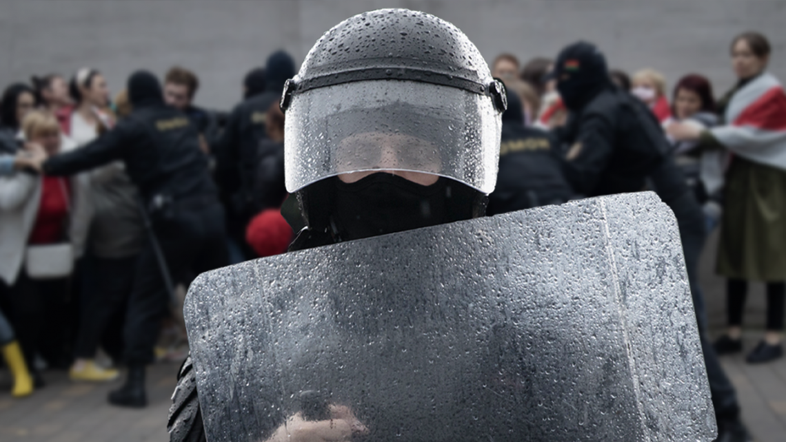 Сілавікі, міліцыя, АМАП. Калаж з (фота: belsat.eu)