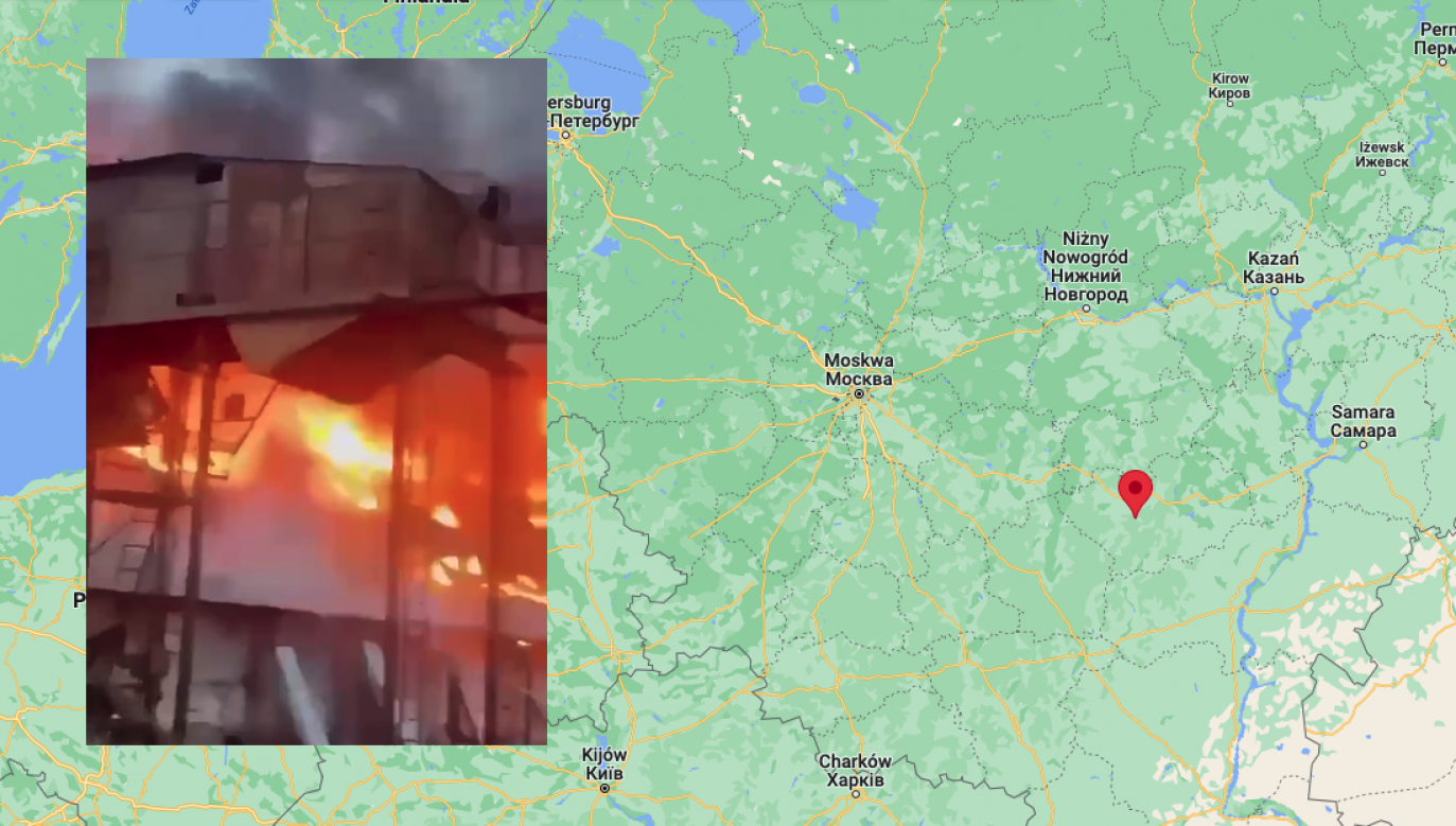 Kolejny pożar w Rosji (fot. Google Maps, t.me/voynareal)