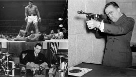 J. Edgar Hoover na strzelnicy (z prawej) i w gabinecie (na dole po lewej). Wyżej: Muhammad Ali i Sonny Liston (fot. Getty)
