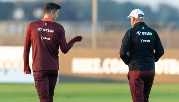 Robert Lewandowski i trener Michał Probierz (fot. Getty).