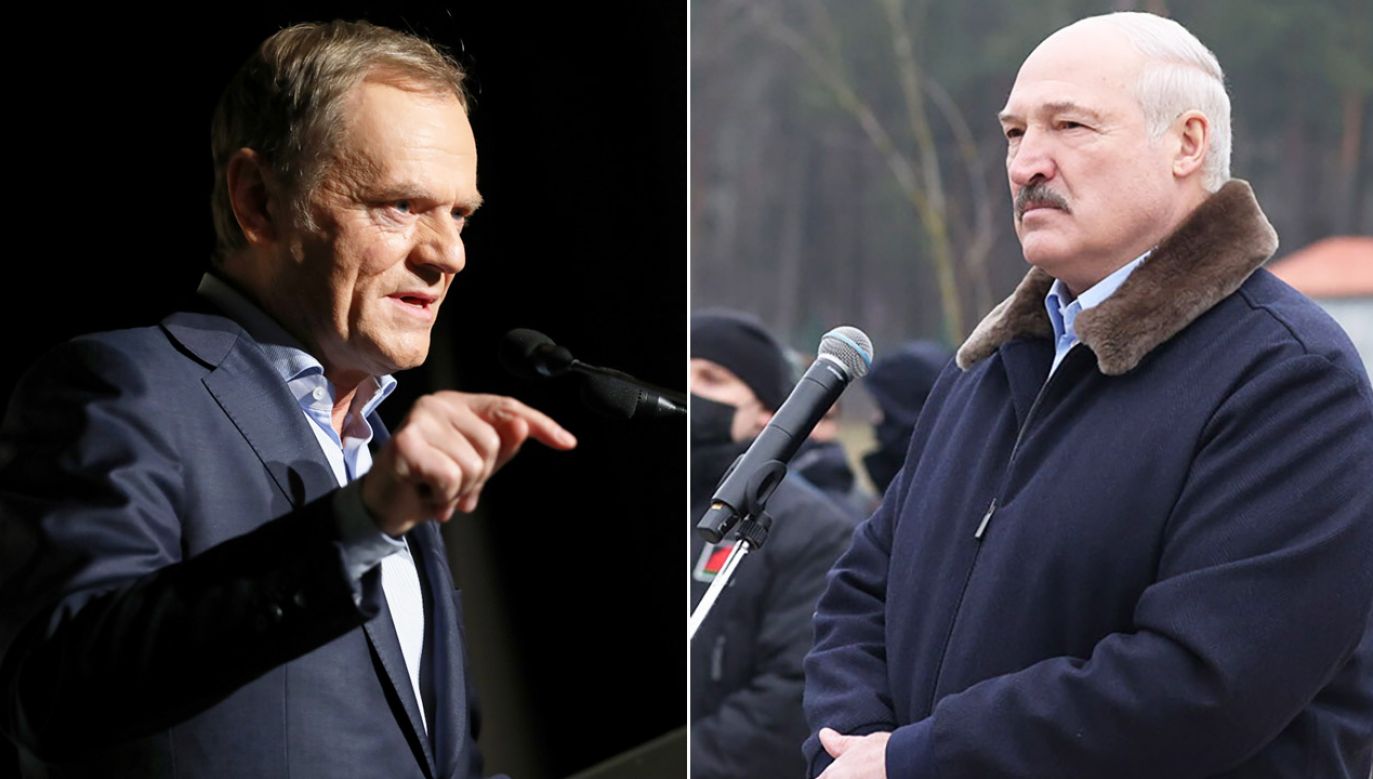 Donald Tusk i Aleksandr Łukaszenka (fot. PAP/Wojciech Olkuśnik, PAP/EPA/BELARUSIAN PRESIDENT PRESS SERVICE)