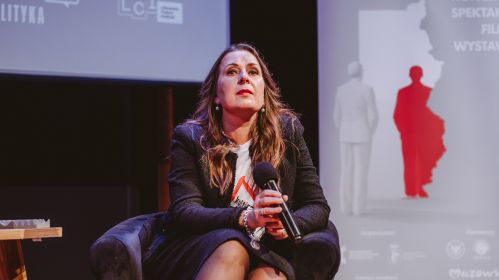 Сустрэча з пісьменніцай і аўтаркай раману «Silva rerum», Крысцінай Сабаляўскайце ў цэнтры культуры «Alternatywy». Варшава, Польшча. 24 кастрычніка 2025 года. Фота: Рауль Дзюк / Белсат