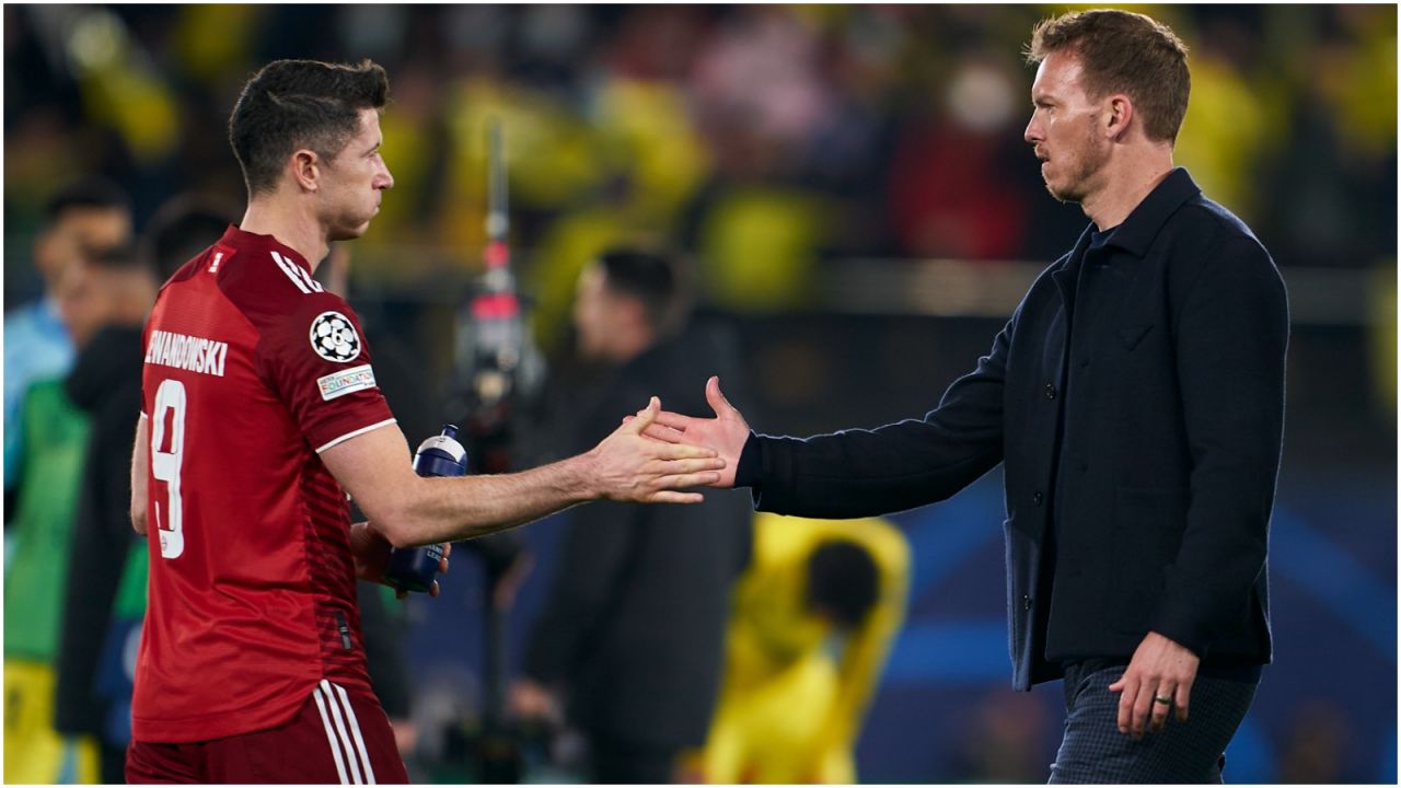 Robert Lewandowski i trener Julian Nagelsmann (fot. Getty).