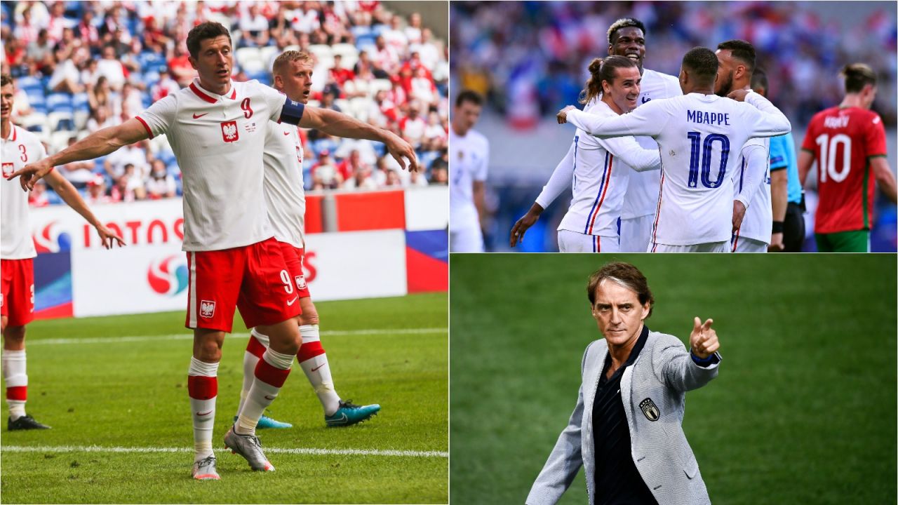 Robert Lewandowski, reprezentacja Francji i Roberto Mancini, trener Włochów – kto zaskoczy na Euro 2020? (fot. Getty Images) Robert Lewandowski, reprezentacja Francji i Roberto Mancini, trener Włochów – kto zaskoczy na Euro 2020? (fot. Getty Images)