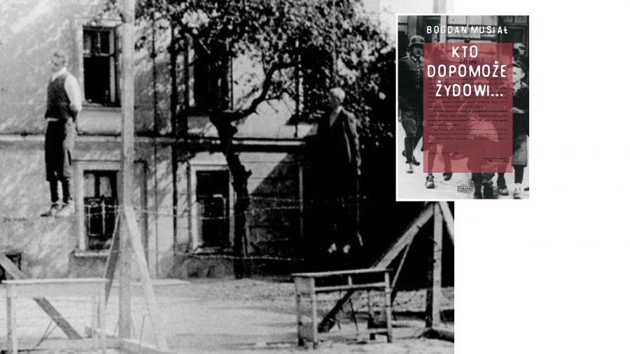 Publiczna egzekucja Michała Kruka i innych Polaków w Przemyślu, którzy pomagali Żydom, rok 1943. Fot Wikimedia