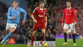 Erling Haaland (z lewej) od zeszłego sezonu zdetronizował Cristiano Ronaldo (z prawej); Steven Gerrard jako pierwszy zaczął zarabiać 100 tys. funtów tygodniowo (Fot. Getty Images)