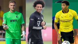 Rafał Gikiewicz, Leroy Sane i Jude Bellingham (fot. Getty Images)