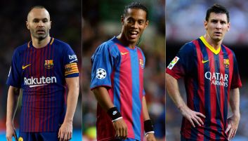 Andres Iniesta, Ronaldinho i Leo Messi uchodzą za jednych z najlepszych piłkarzy w historii FC Barcelona (fot. Getty Images) Andres Iniesta, Ronaldinho i Leo Messi (fot. Getty Images)