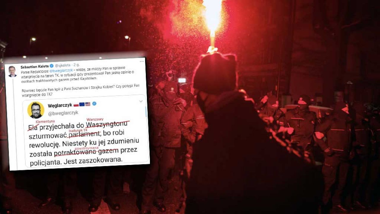 Protestujący wtargnęli na teren TK (fot. A.Husejnow/SOPA/LightRocket/Getty Images; TT/ Sebastian Kaleta)) Protestujący wtargnęli na teren TK (fot. A.Husejnow/SOPA/LightRocket/Getty Images; TT/ Sebastian Kaleta))