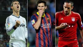 Cristiano Ronaldo, Lionel Messi i Franck Ribery (fot. Getty Images)