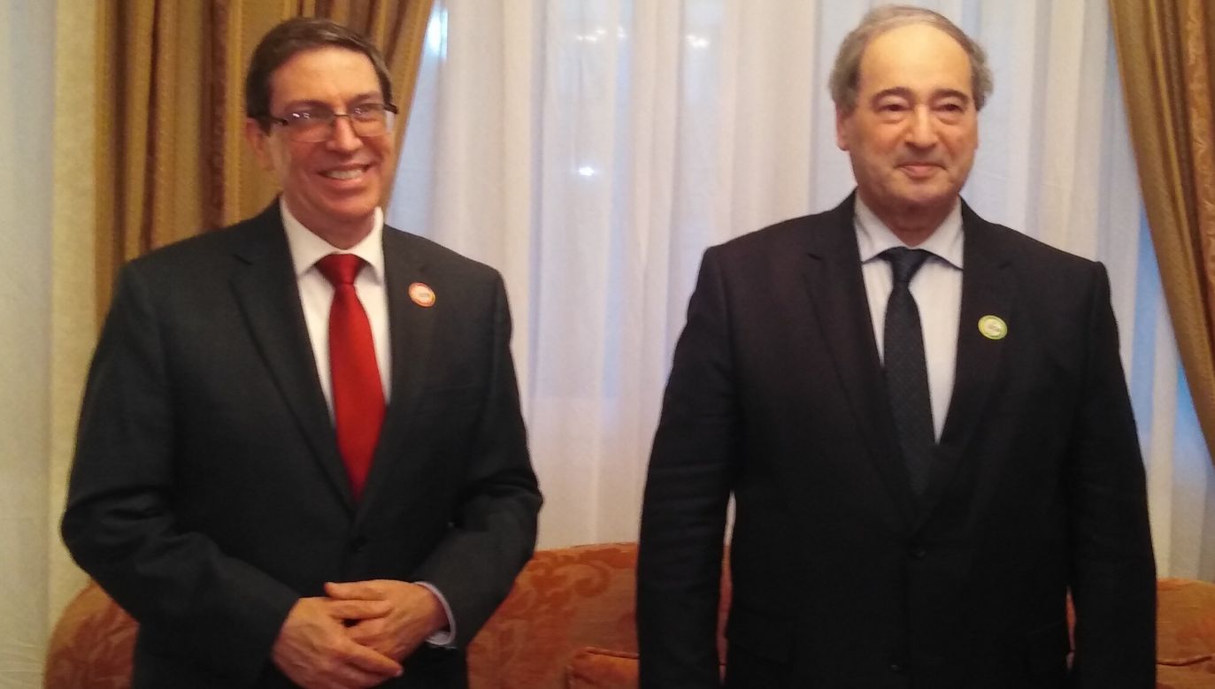 Cuban Foreign Minister Bruno Rodríguez Parrilla and Syrian Foreign Minister Faisal Mekdad while on a visit to Algiers. Photo: Twitter/@BrunoRguezP