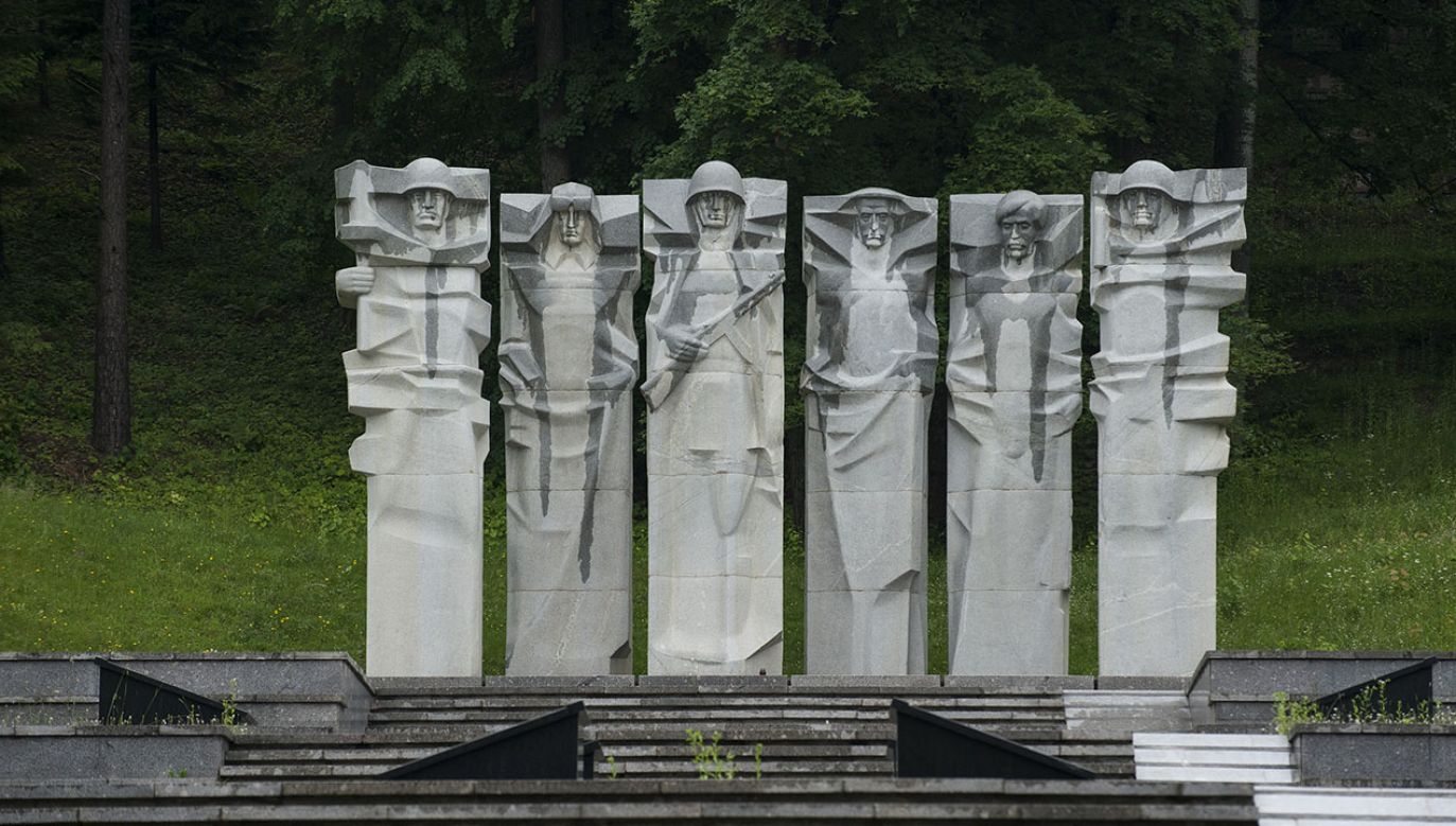 Demontaż pomnika poświęconego żołnierzom radzieckim w Wilnie (fot. Agencja Wschod / Forum)