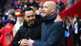 Roberto De Zerbi oraz Erik ten Hag (fot. Getty).
