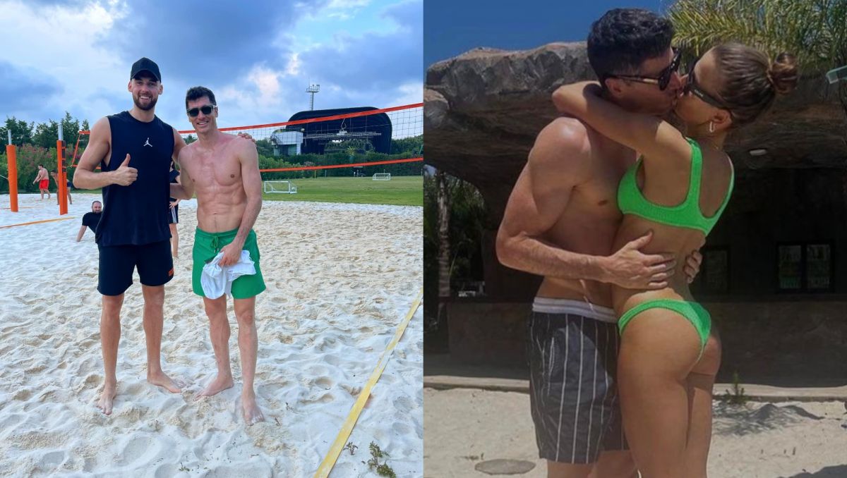 Robert Lewandowski z Bartoszem Bednorzem i z żoną Anną (fot. Facebook, Instagram) Robert Lewandowski z Bartoszem Bednorzem i z żoną Anną (fot. Facebook, Instagram)