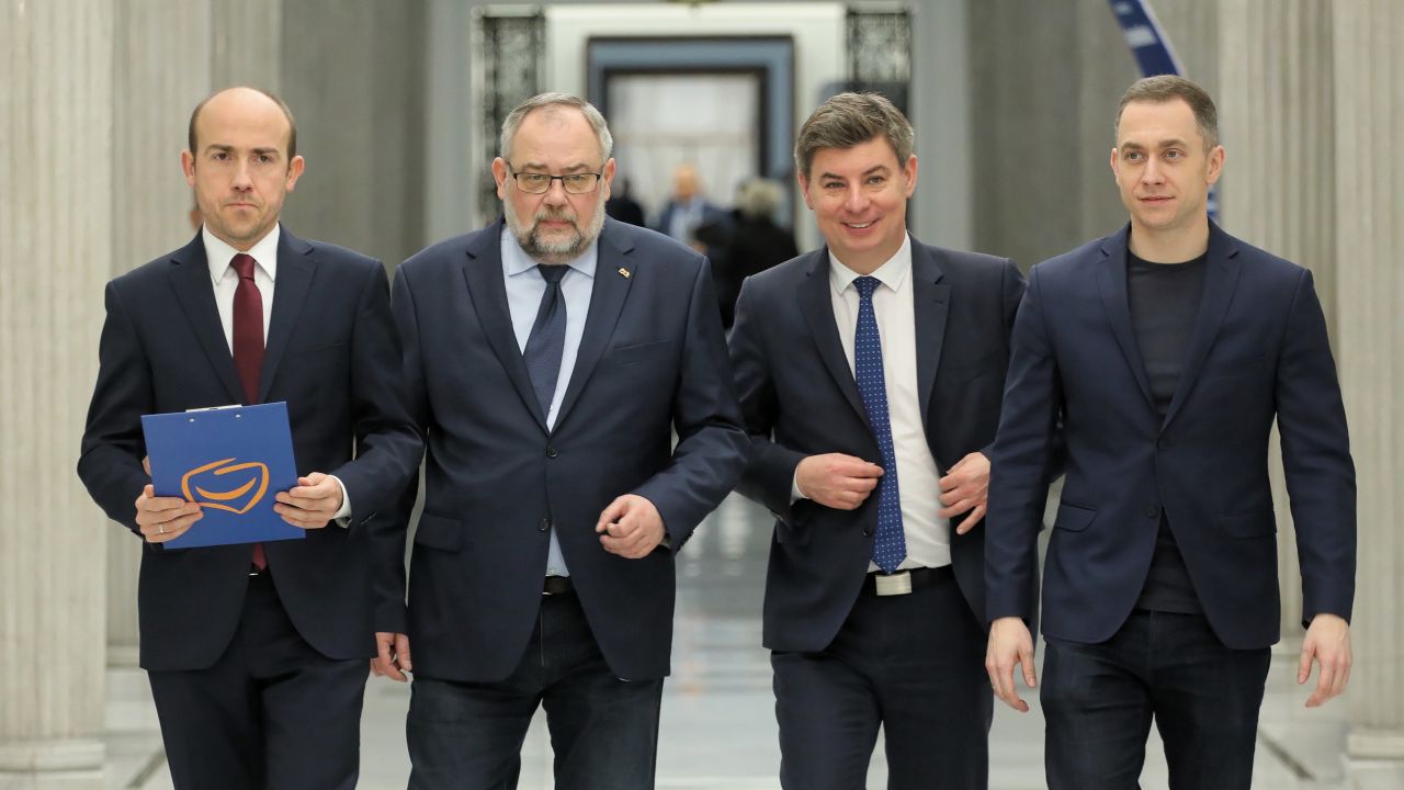 Borys Budka, Piotr Adamowicz, Cezary Tomczyk i Jan Grabiec (fot. PAP/Paweł Supernak) Borys Budka, Piotr Adamowicz, Cezary Tomczyk i Jan Grabiec (fot. PAP/Paweł Supernak)