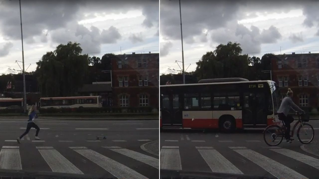 Kierowca autobusu zahamował w ostatniej chwili (fot. Facebook)