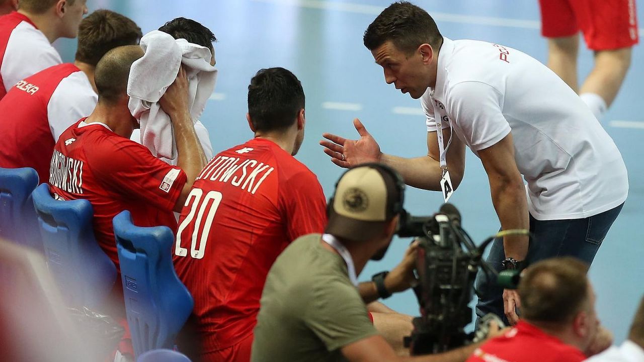 Trener reprezentacji Polski Patryk Rombel (P) (fot. PAP/Piotr Augustyniak)