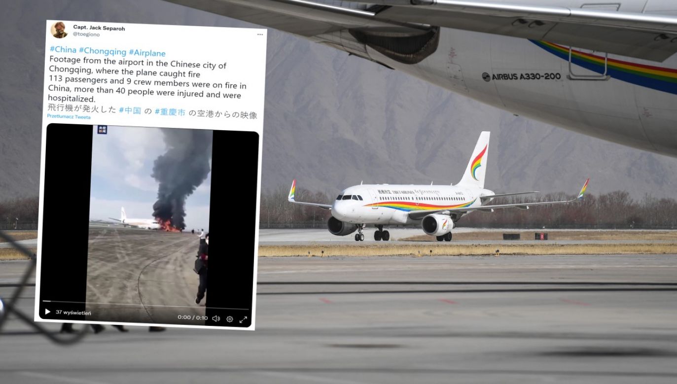 Do katastrofy doszło podczas startu z międzynarodowego lotniska Czongking (fot. He Penglei/China News Service via Getty Images / Twitter/@toegiono)