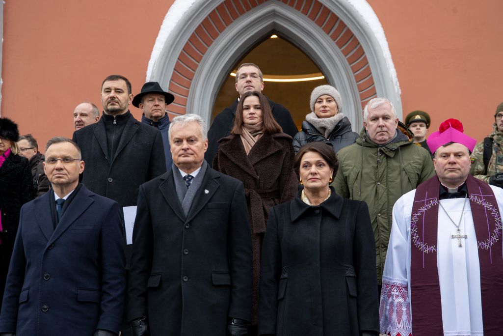 Пётар Бешта, Святлана Ціханоўская, Анджэй Дуда, Гітанас Наўседа ў Вільні, Літва. 21 студзеня 2024 года. (Фота: Офіс Святланы Ціханоўскай)