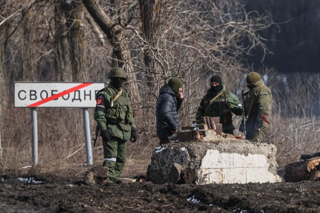 Вёска Свабодная ў Валнавахскім раёне Данецкай вобласці перайшла пад кантроль «ДНР». 9 сакавіка 2022 г. (Фота: Sergei Bobylev / TASS / Forum)