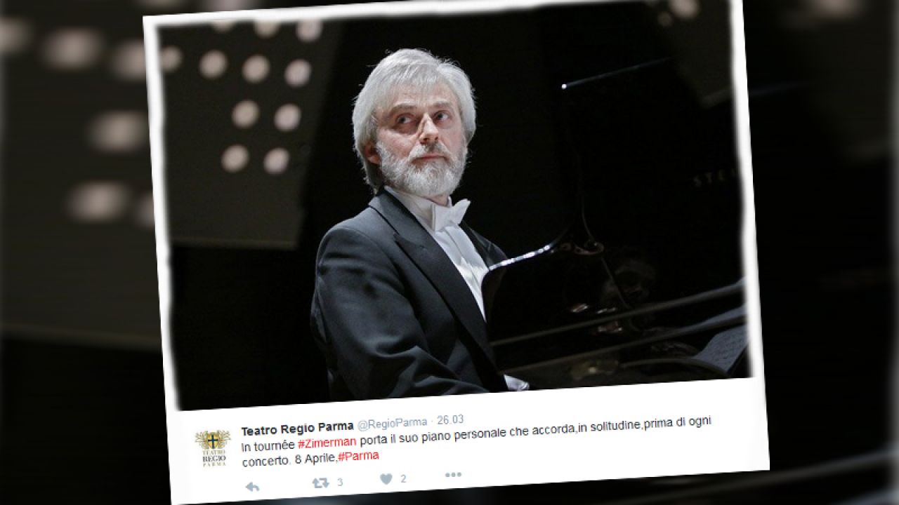 Krystian Zimerman zachwycił publiczność (fot. twitter.com/regioparma) Krystian Zimerman zachwycił publiczność (fot. twitter.com/regioparma)